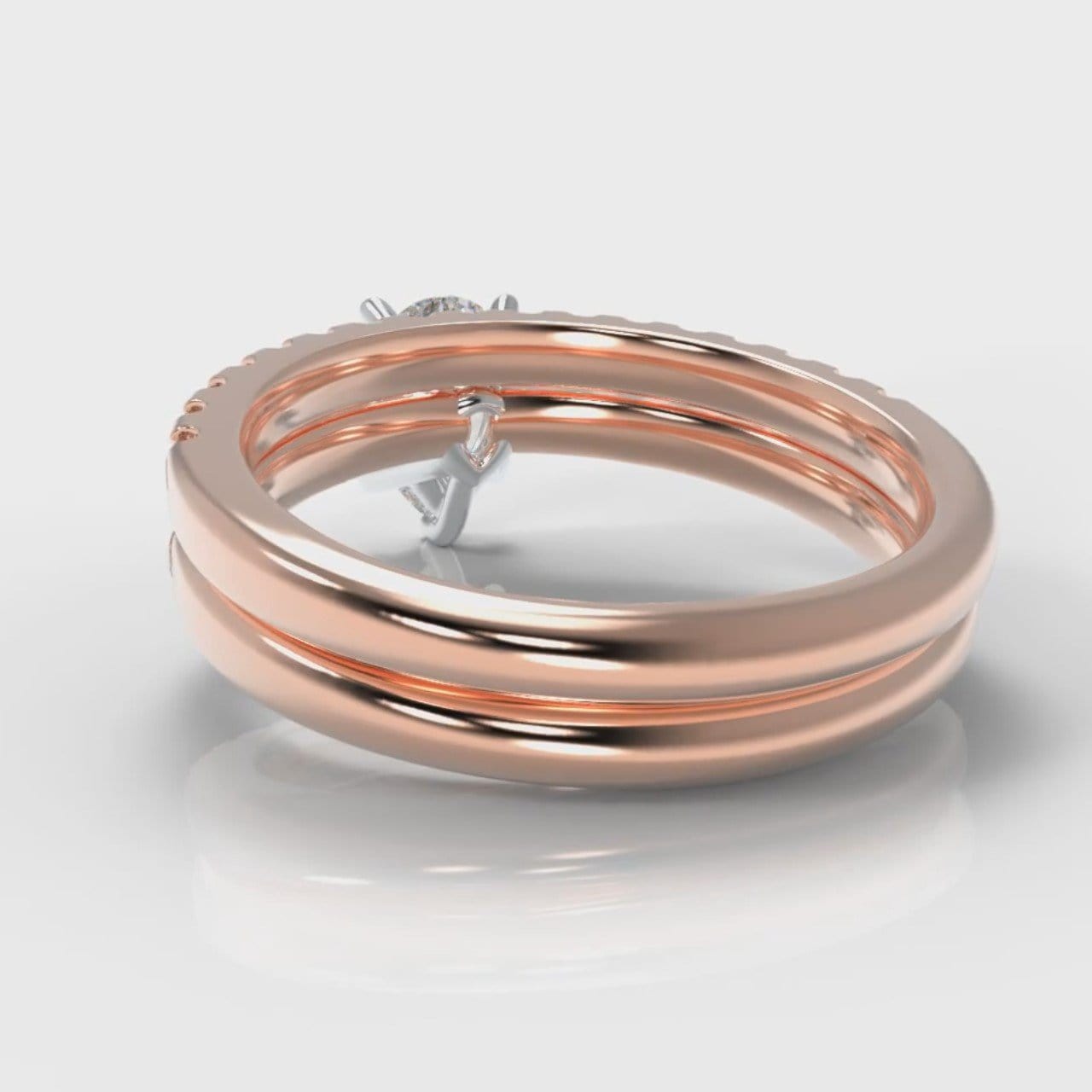 Micropavé Pear Diamond Bridal Set - Rose Gold