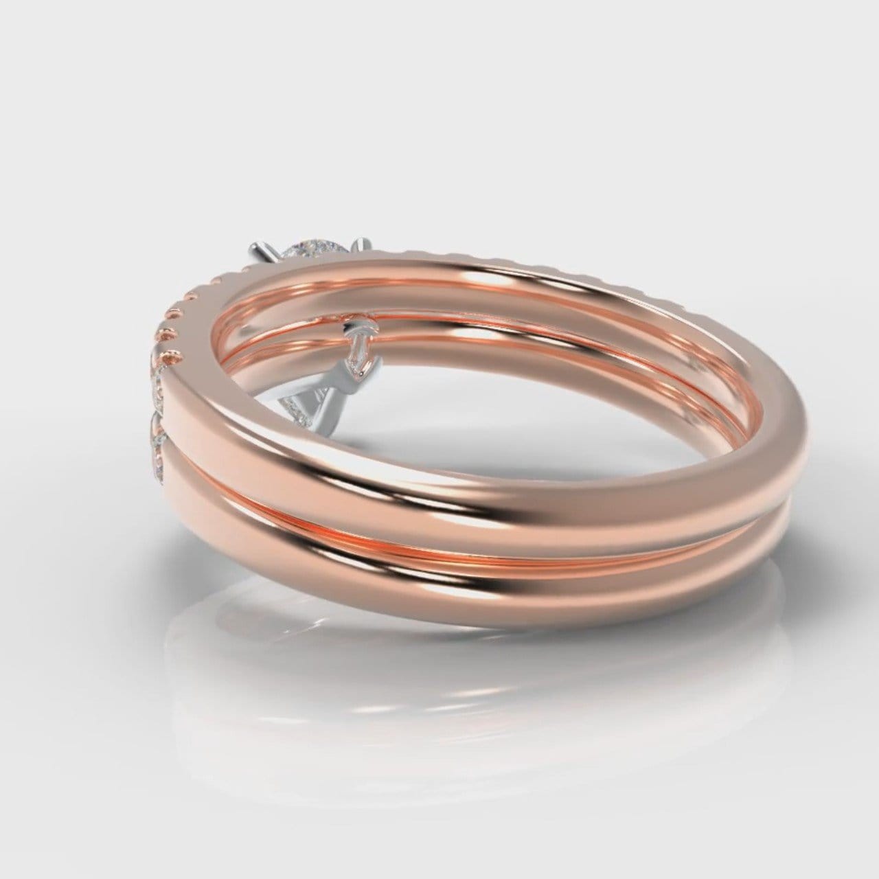 Micropavé Pear Diamond Bridal Set - Rose Gold
