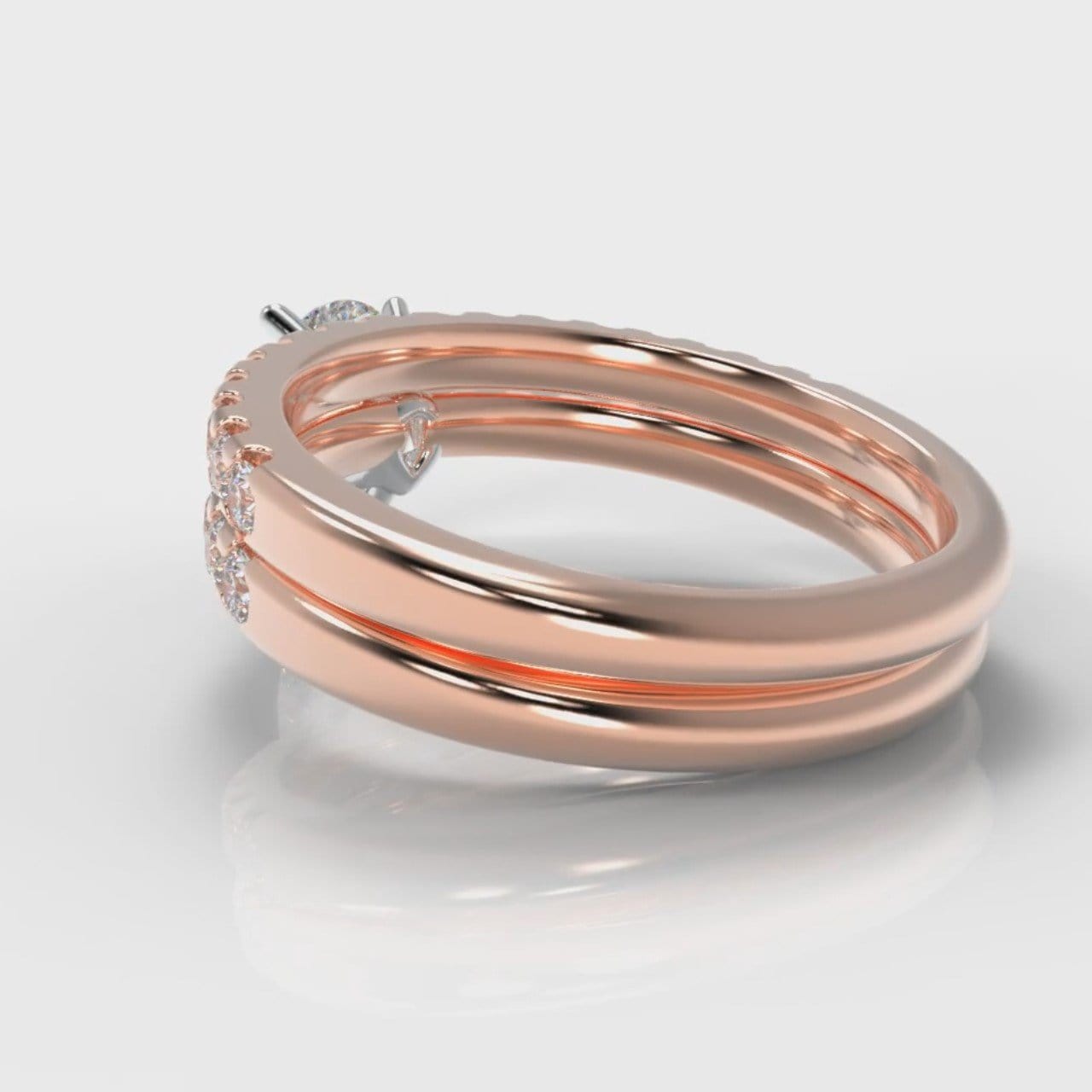 Micropavé Pear Diamond Bridal Set - Rose Gold