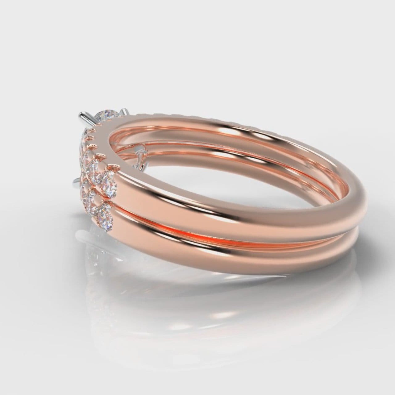 Micropavé Pear Diamond Bridal Set - Rose Gold