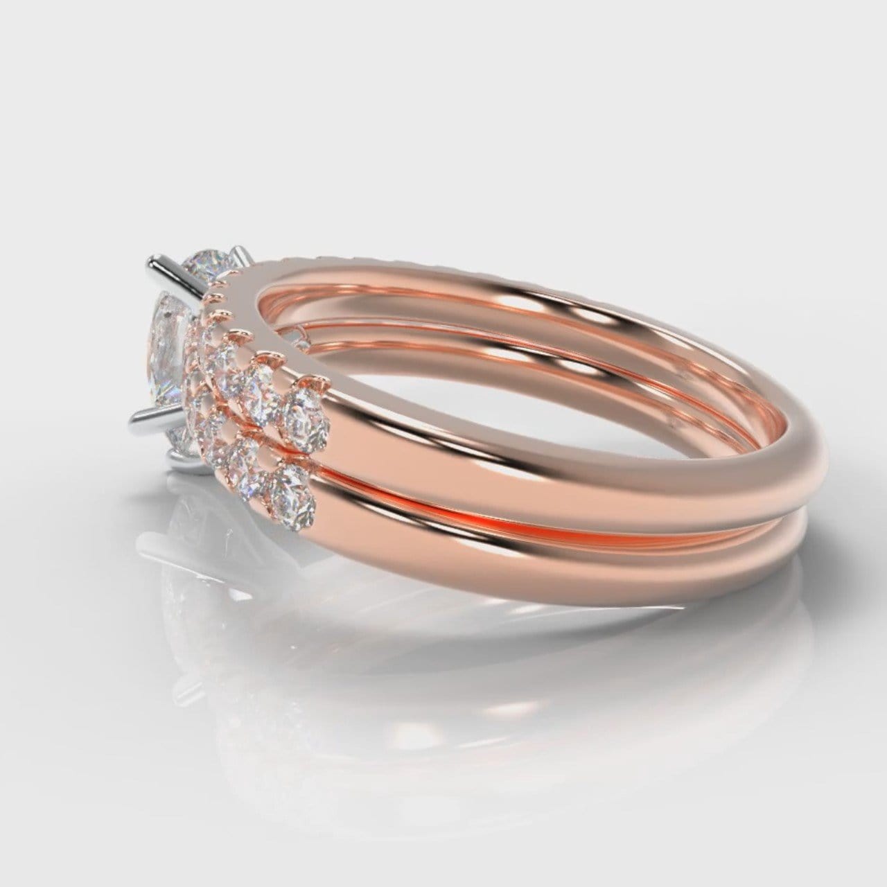 Micropavé Pear Diamond Bridal Set - Rose Gold