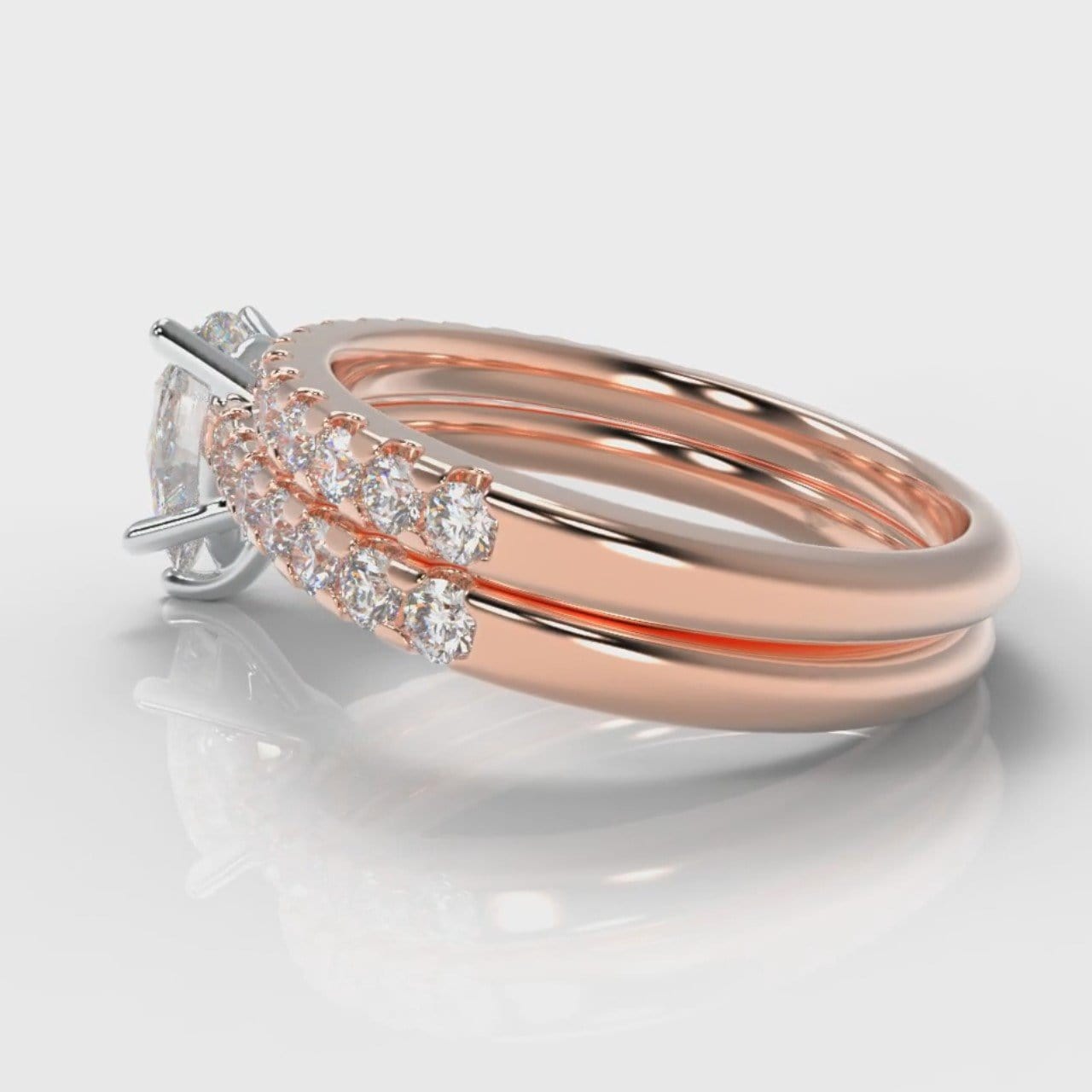 Micropavé Pear Diamond Bridal Set - Rose Gold