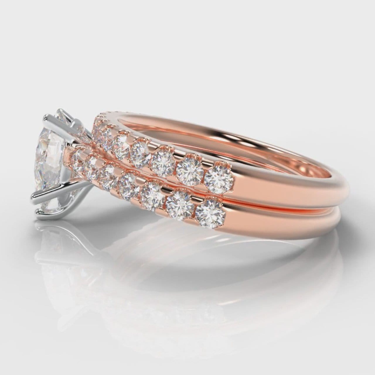 Micropavé Pear Diamond Bridal Set - Rose Gold
