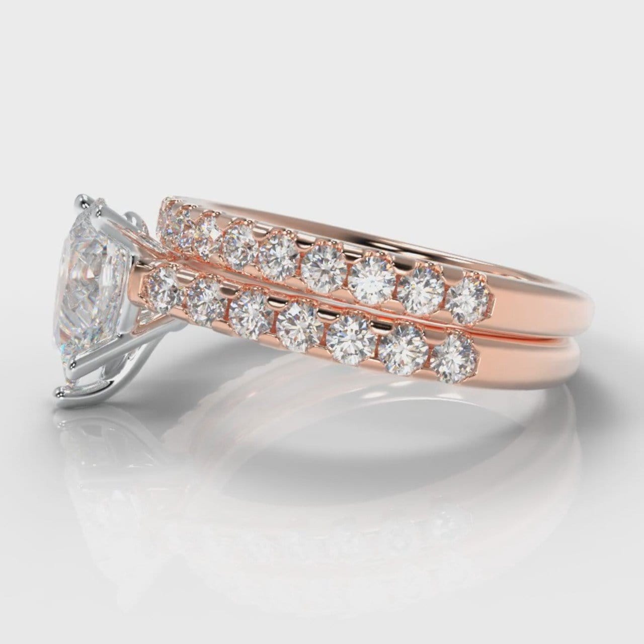 Micropavé Pear Diamond Bridal Set - Rose Gold