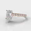 Micropavé Pear Diamond Engagement Ring - Rose Gold