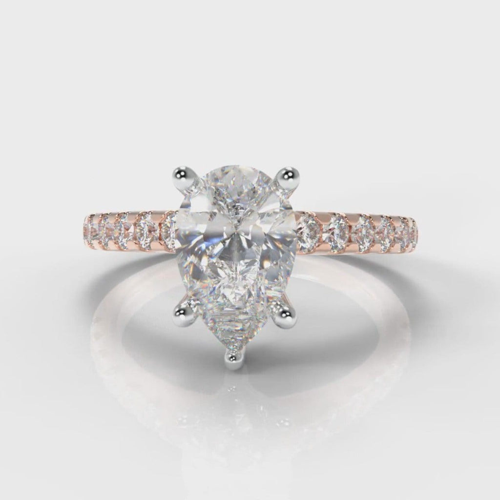 Micropavé Pear Diamond Engagement Ring - Rose Gold