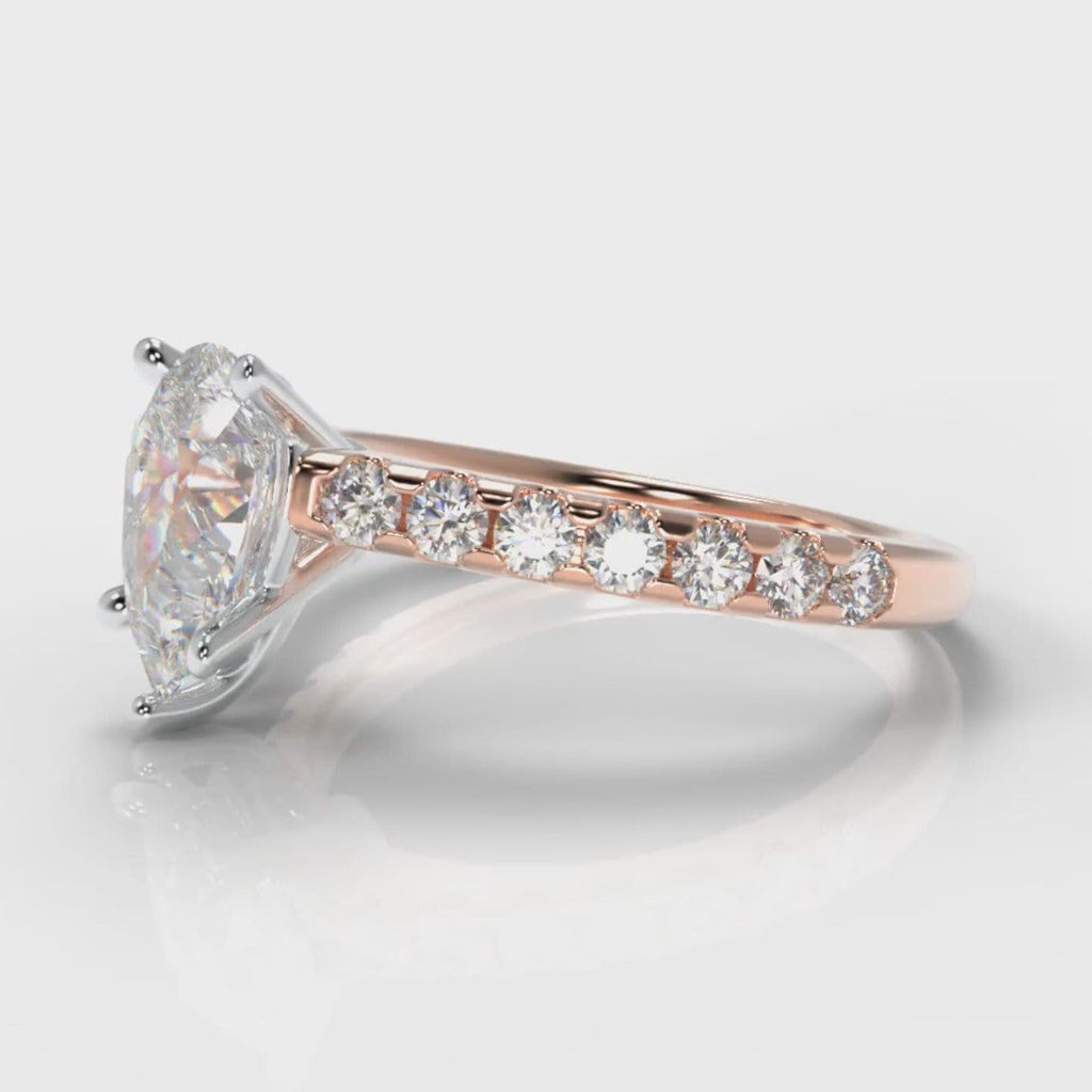 Micropavé Pear Diamond Engagement Ring - Rose Gold