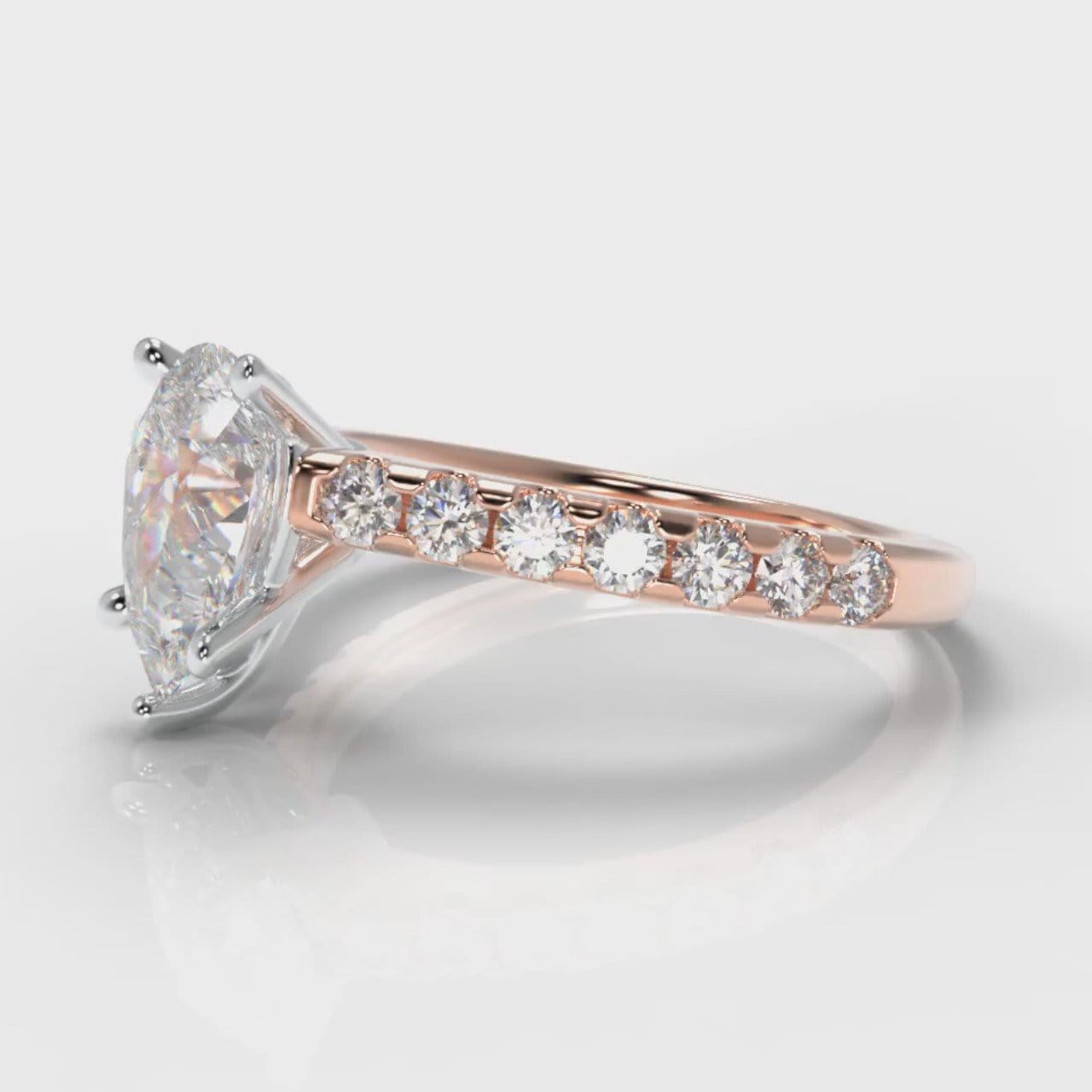 Micropavé Pear Diamond Engagement Ring - Rose Gold
