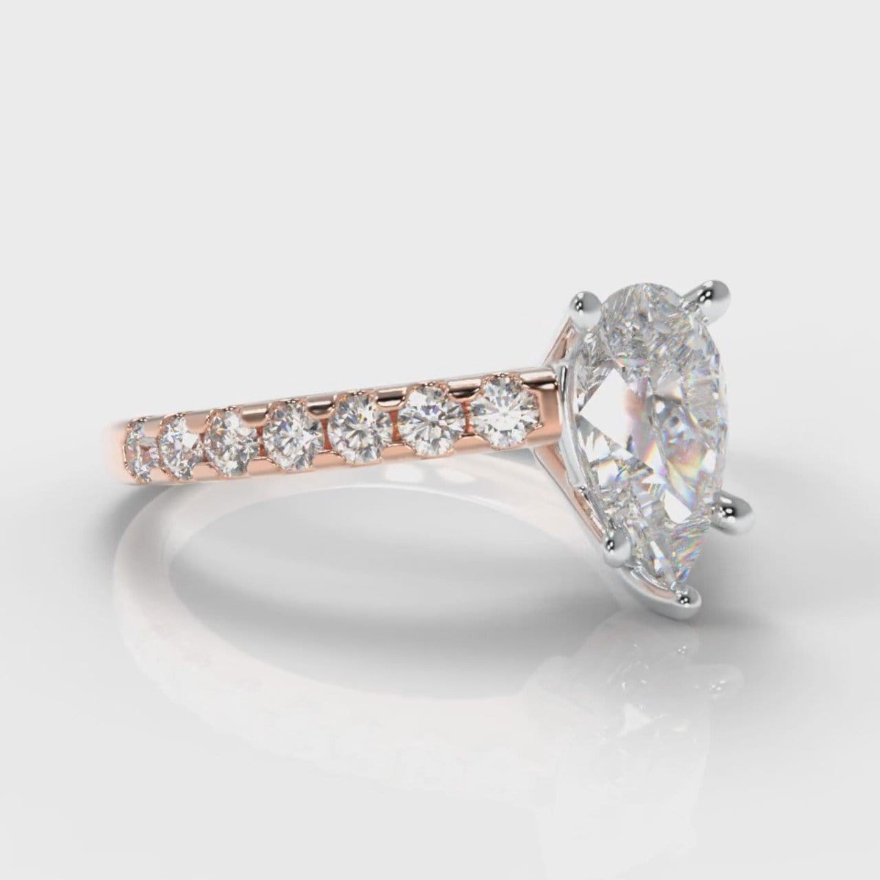 Micropavé Pear Diamond Engagement Ring - Rose Gold