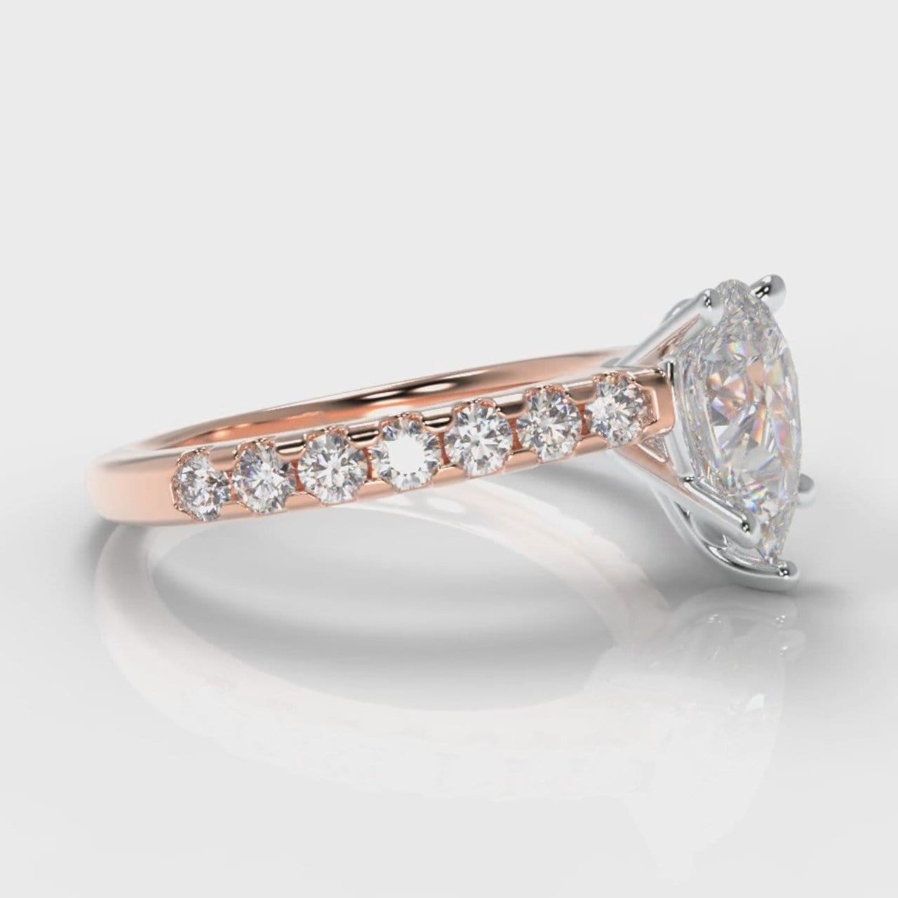 Micropavé Pear Diamond Engagement Ring - Rose Gold