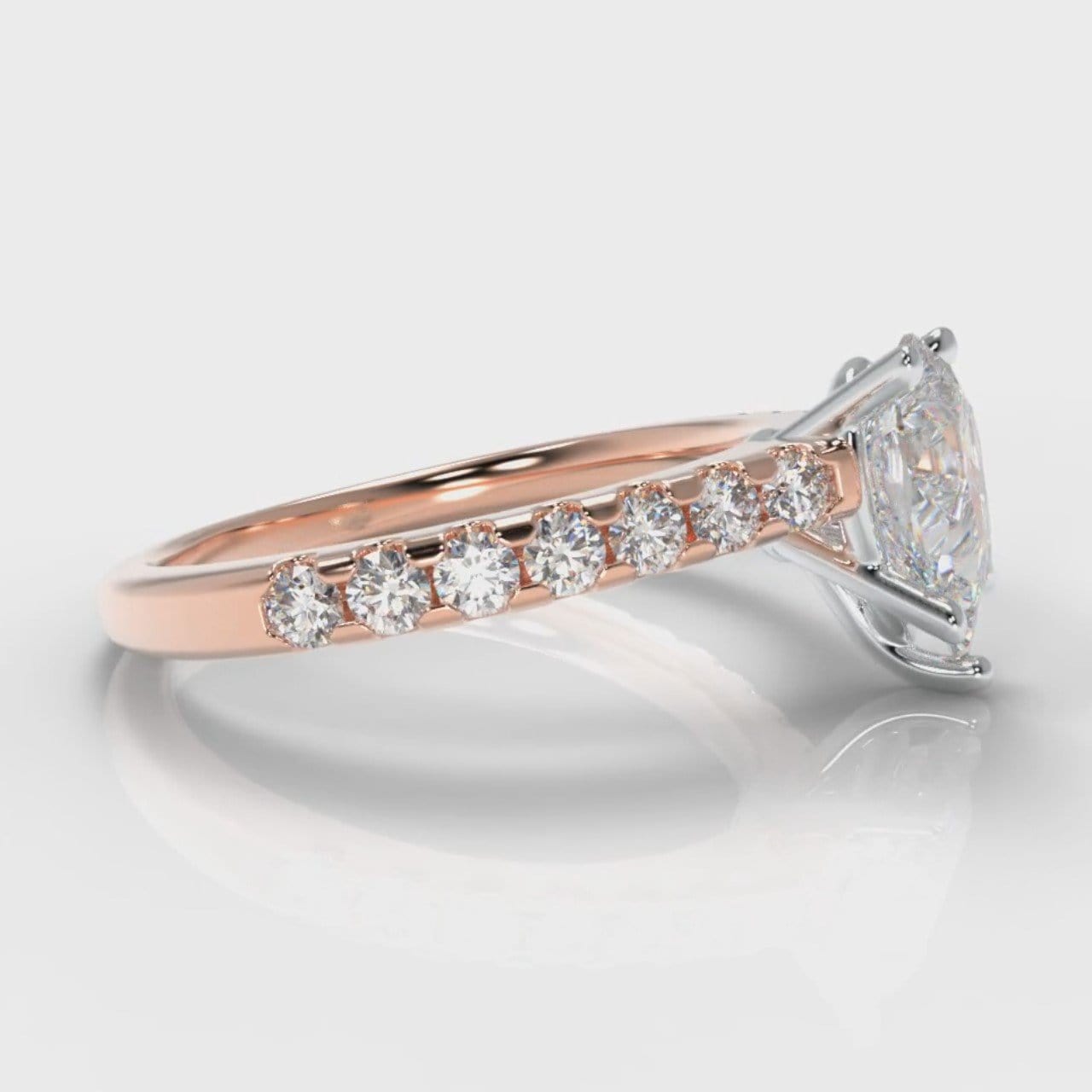 Micropavé Pear Diamond Engagement Ring - Rose Gold