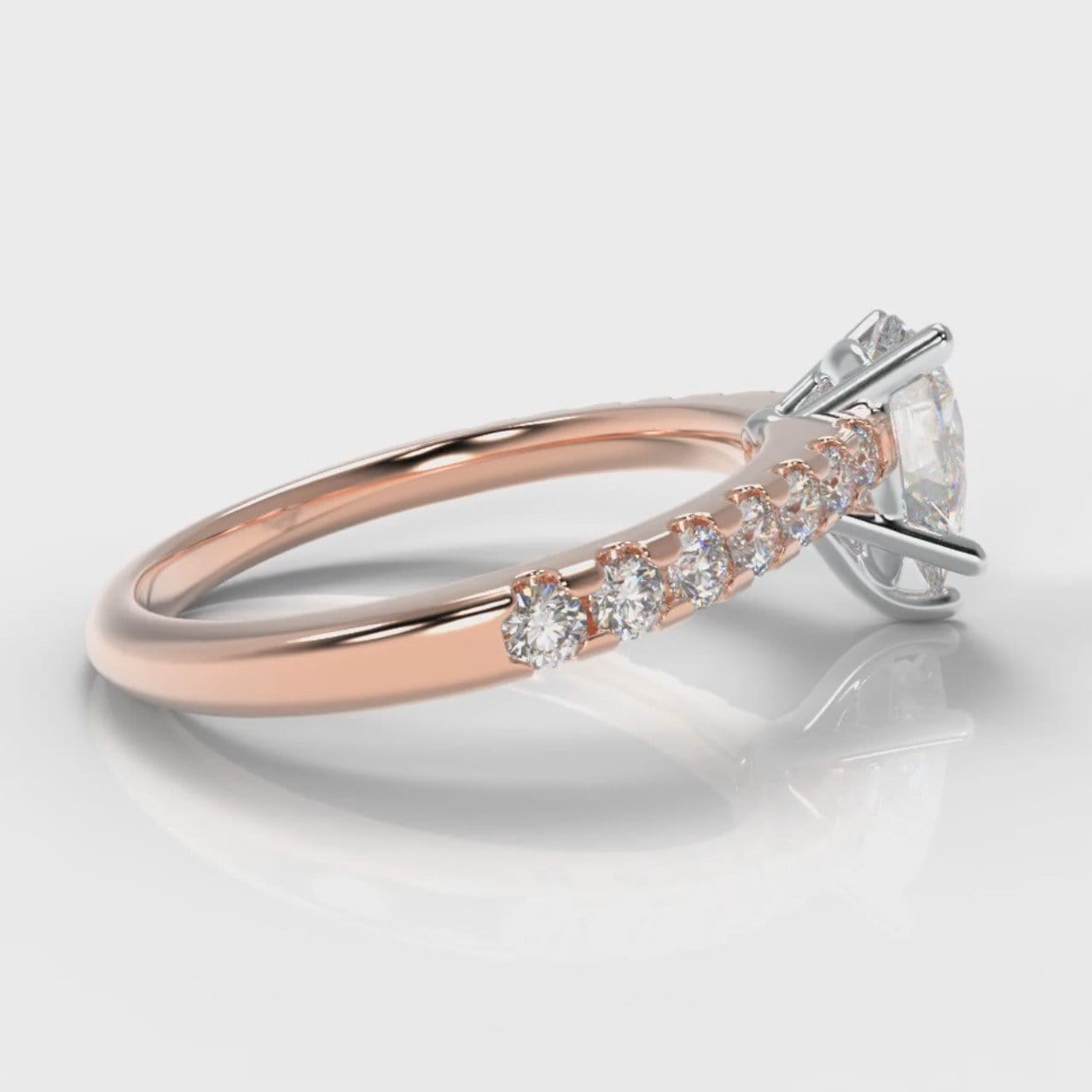 Micropavé Pear Diamond Engagement Ring - Rose Gold