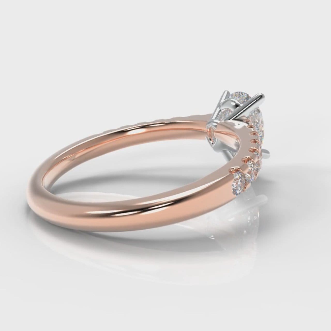 Micropavé Pear Diamond Engagement Ring - Rose Gold