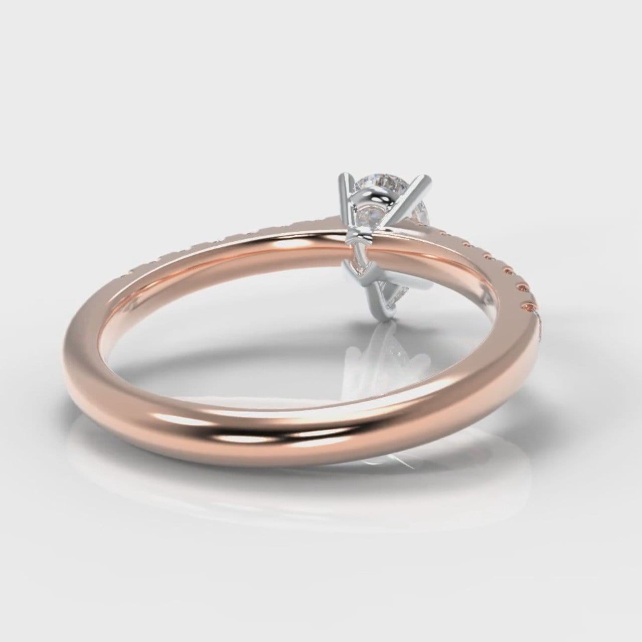 Micropavé Pear Diamond Engagement Ring - Rose Gold
