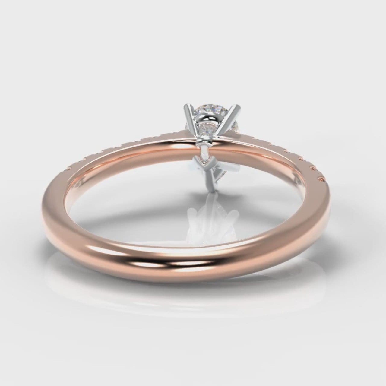Micropavé Pear Diamond Engagement Ring - Rose Gold