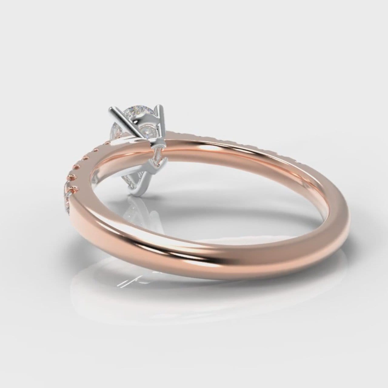 Micropavé Pear Diamond Engagement Ring - Rose Gold