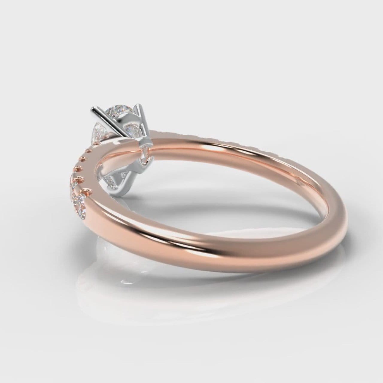Micropavé Pear Diamond Engagement Ring - Rose Gold