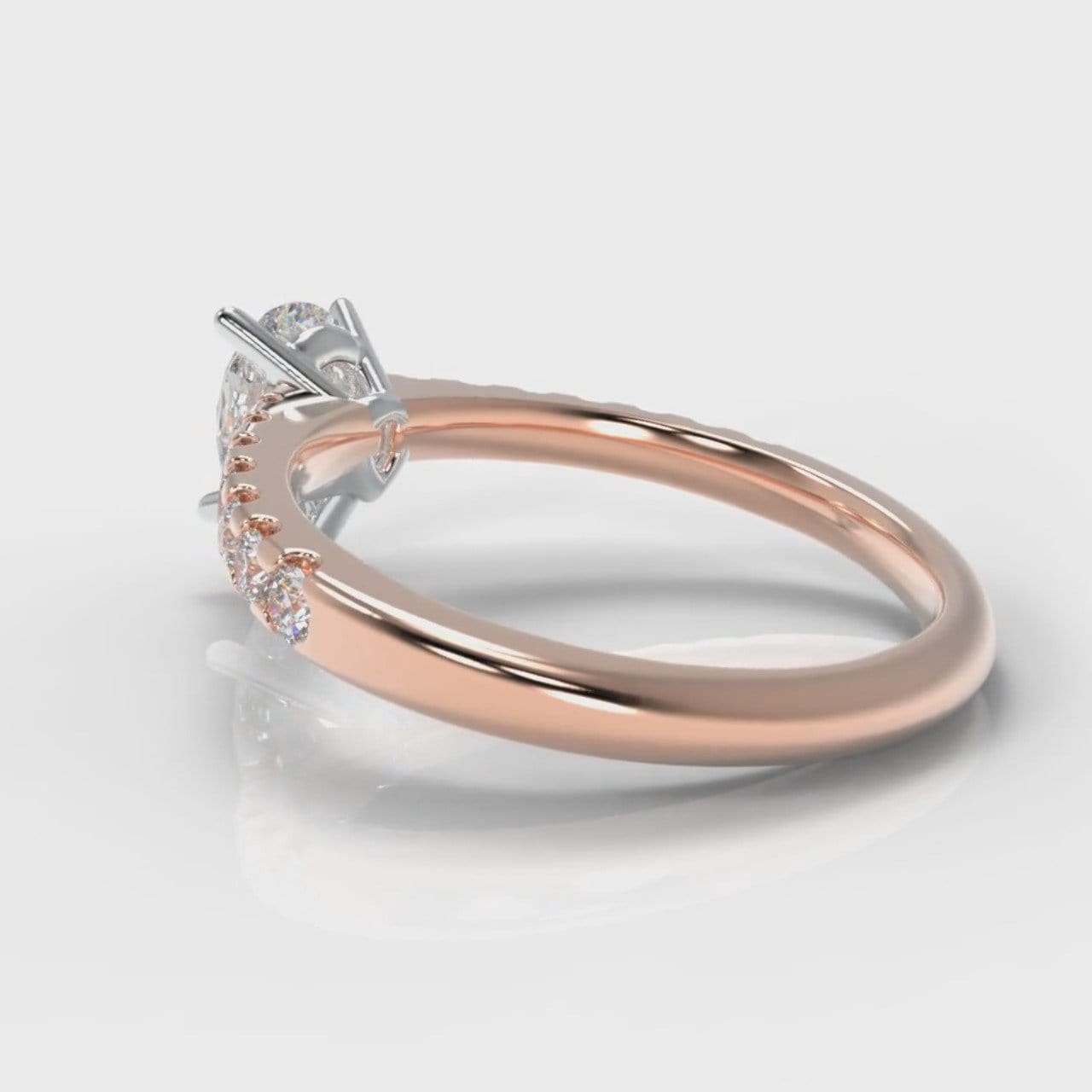 Micropavé Pear Diamond Engagement Ring - Rose Gold