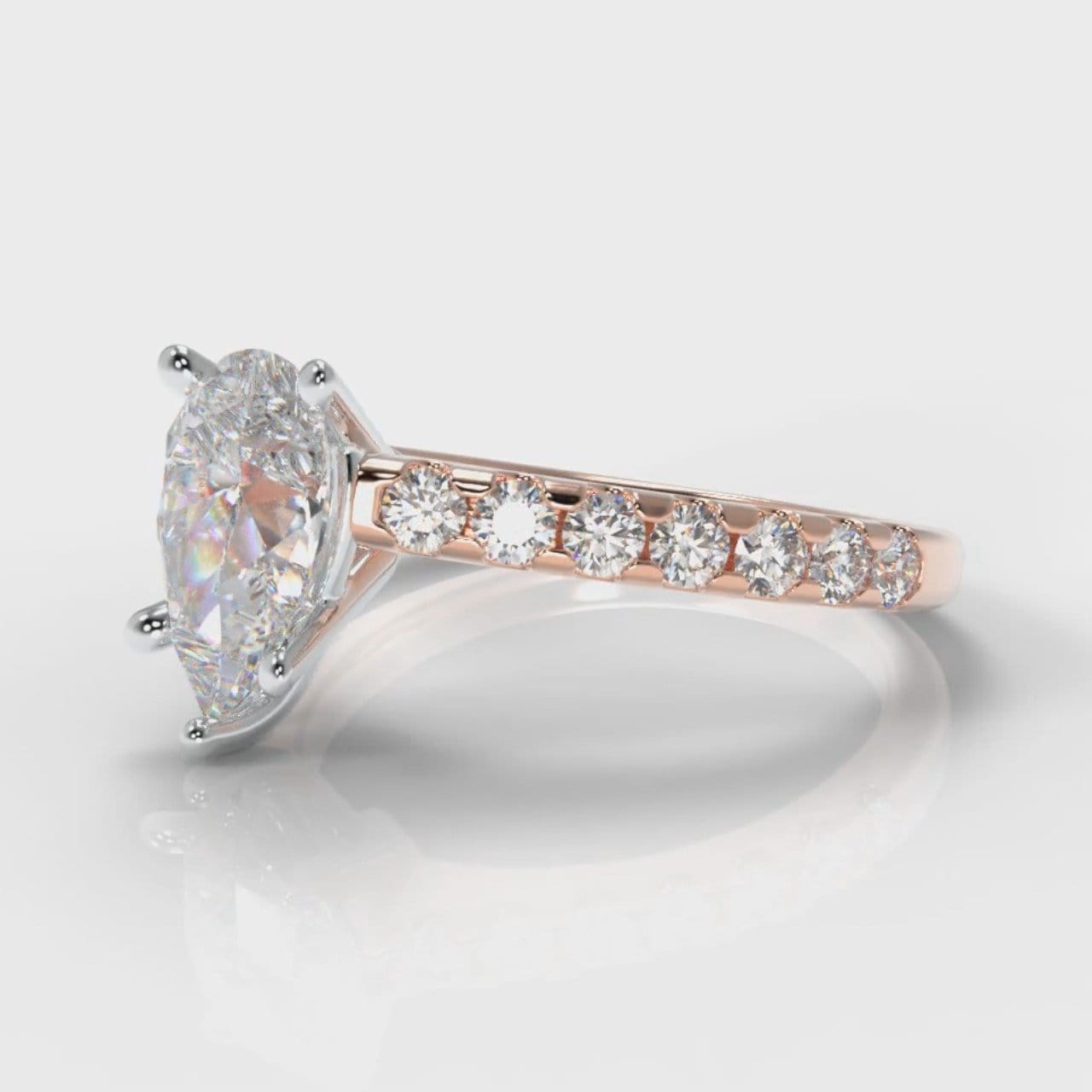 Micropavé Pear Diamond Engagement Ring - Rose Gold