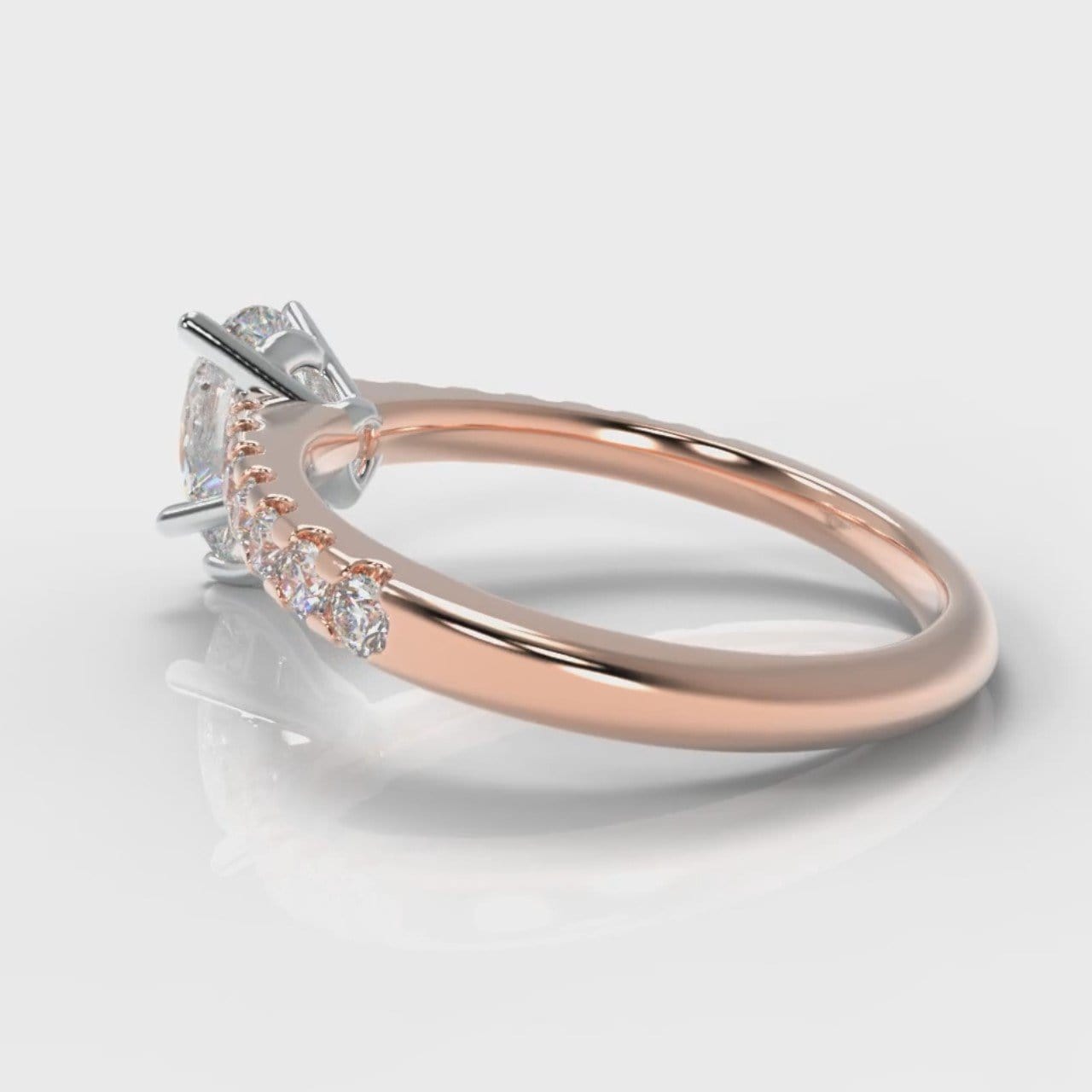 Micropavé Pear Diamond Engagement Ring - Rose Gold