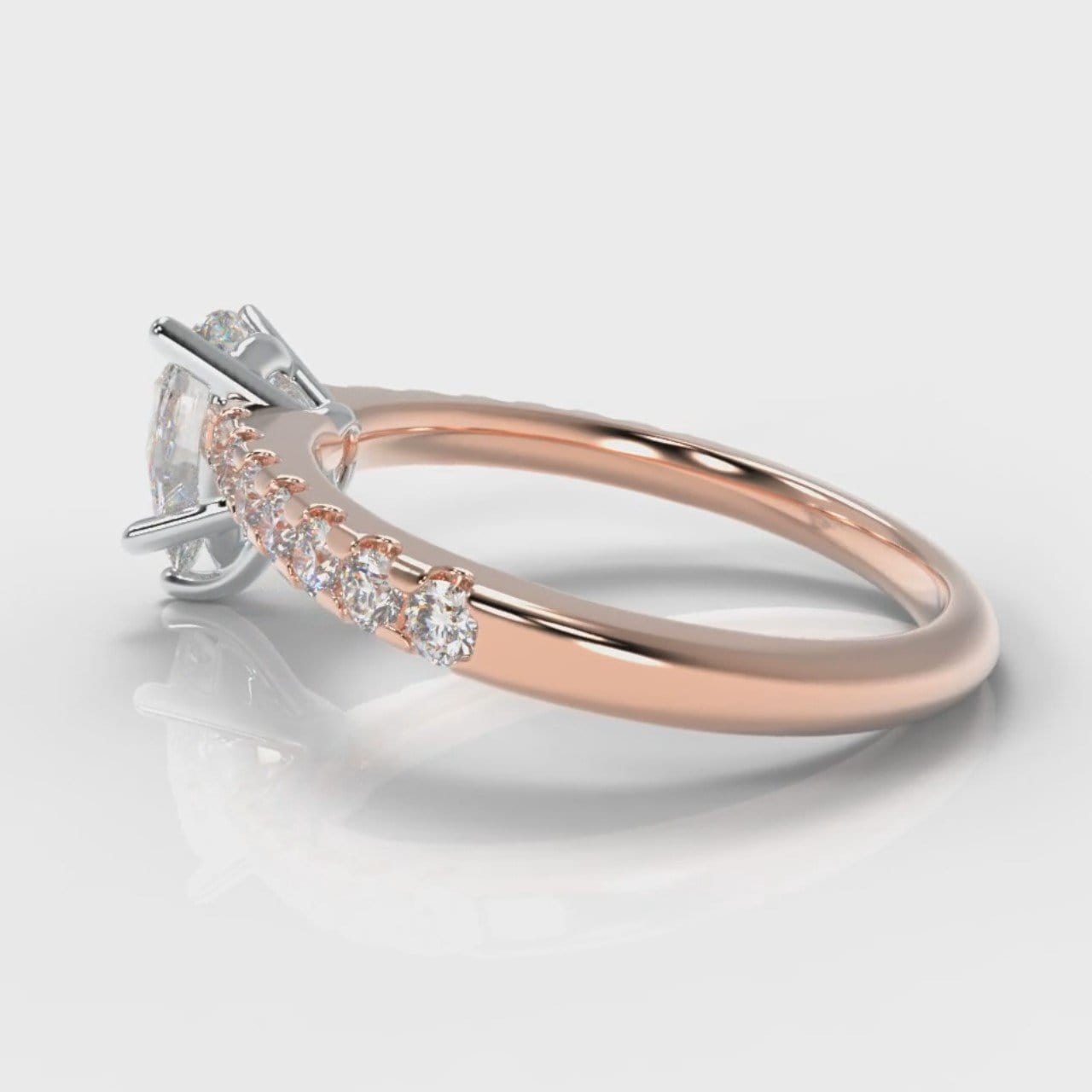 Micropavé Pear Diamond Engagement Ring - Rose Gold
