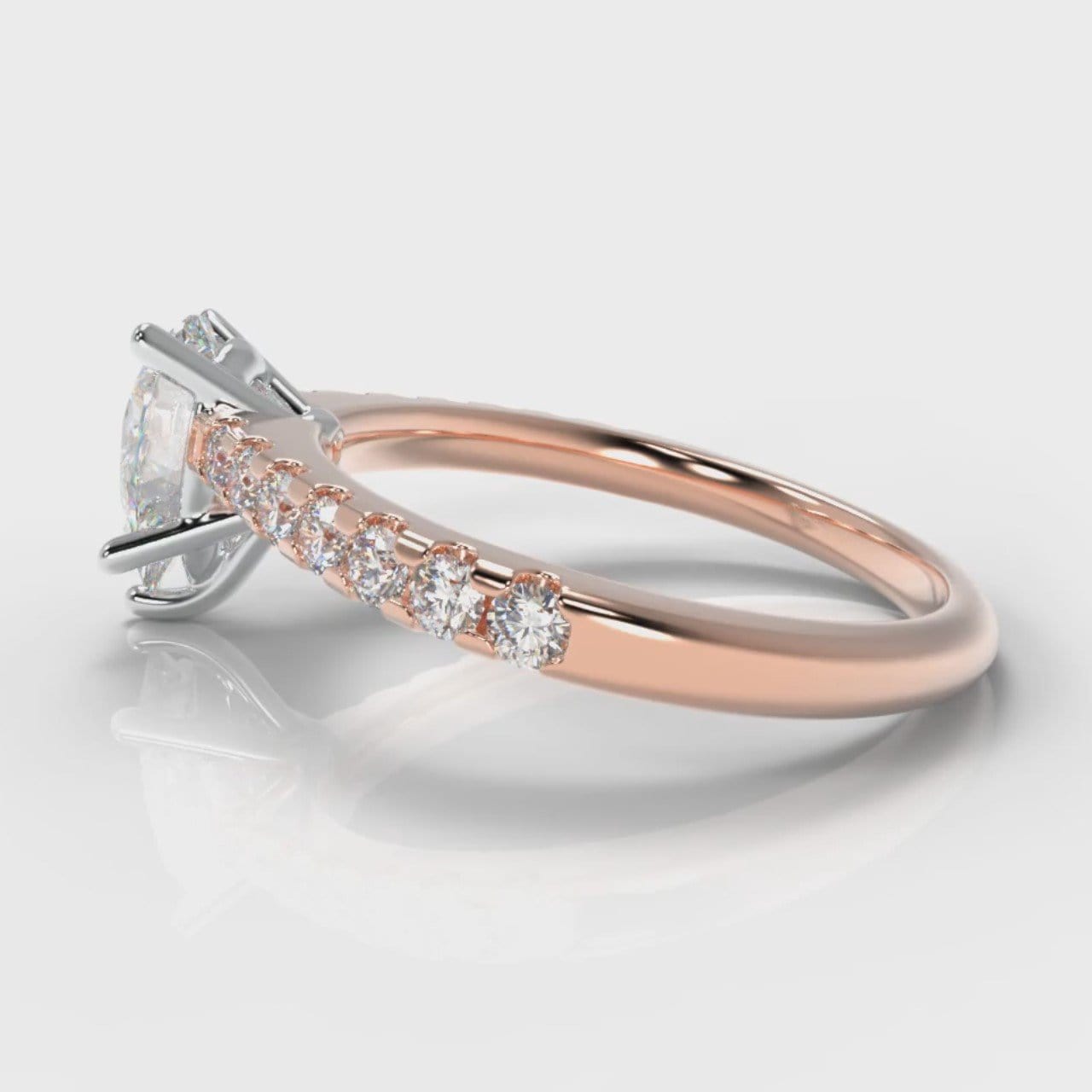Micropavé Pear Diamond Engagement Ring - Rose Gold
