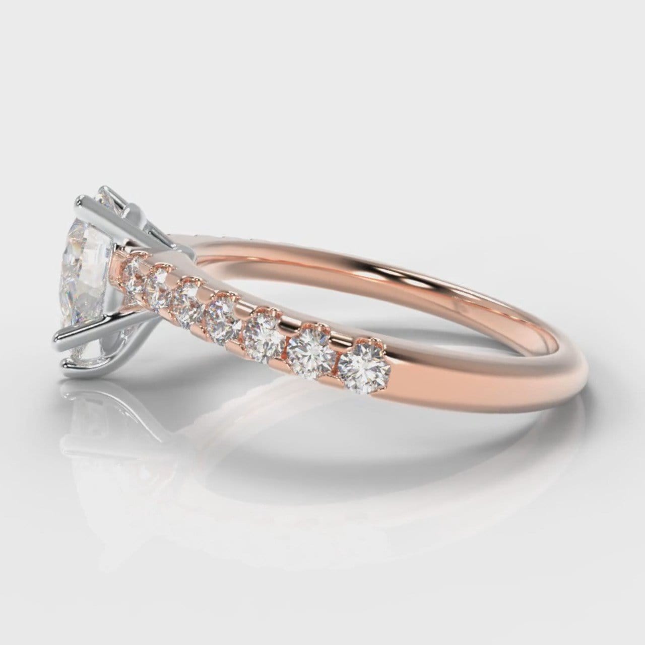Micropavé Pear Diamond Engagement Ring - Rose Gold