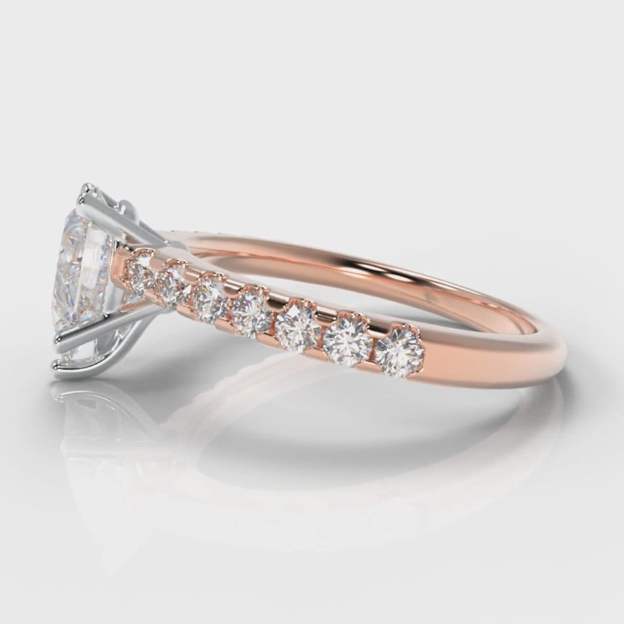 Micropavé Pear Diamond Engagement Ring - Rose Gold