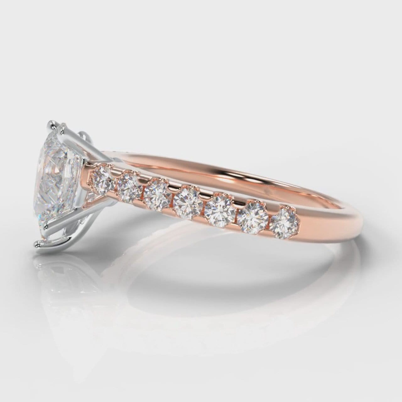 Micropavé Pear Diamond Engagement Ring - Rose Gold