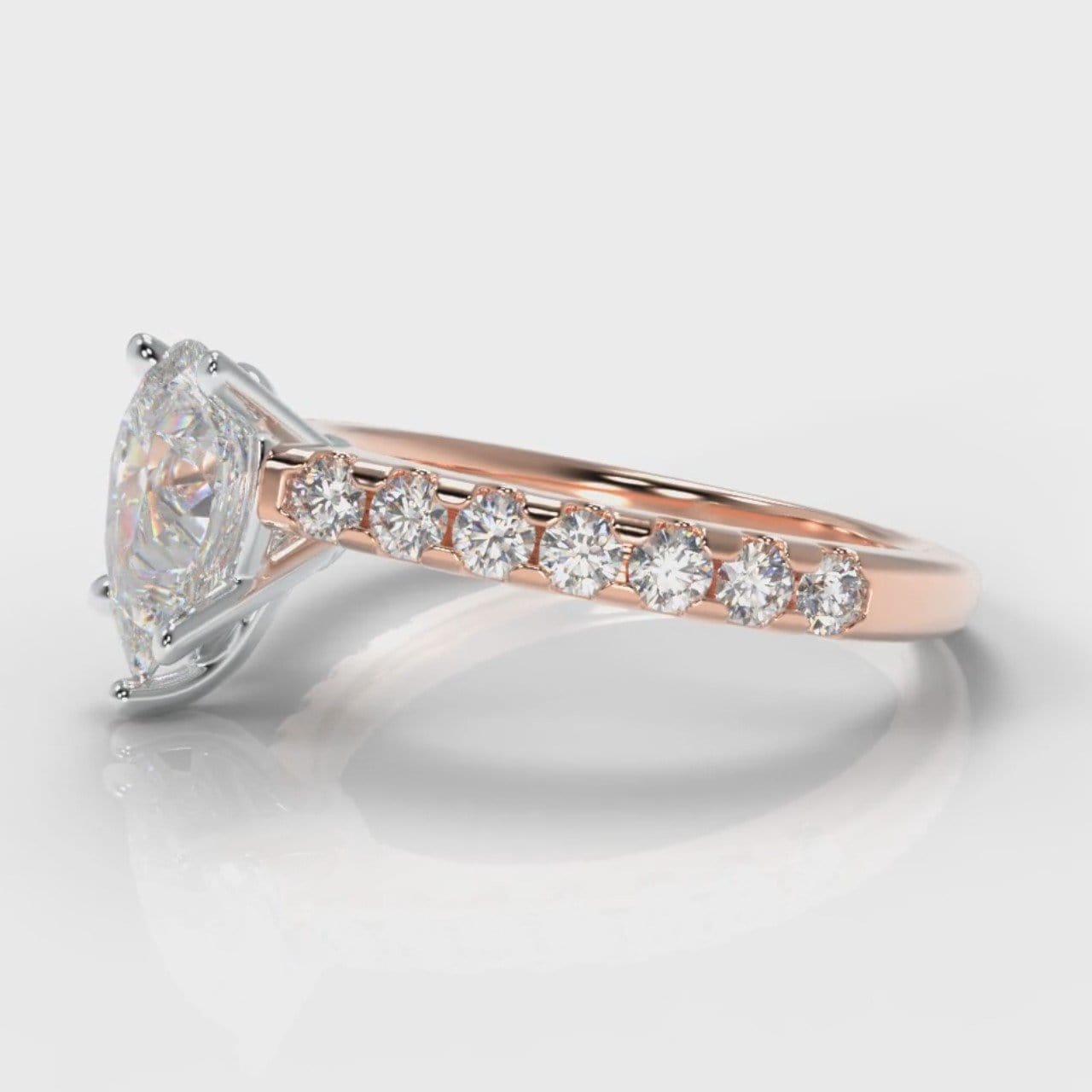 Micropavé Pear Diamond Engagement Ring - Rose Gold