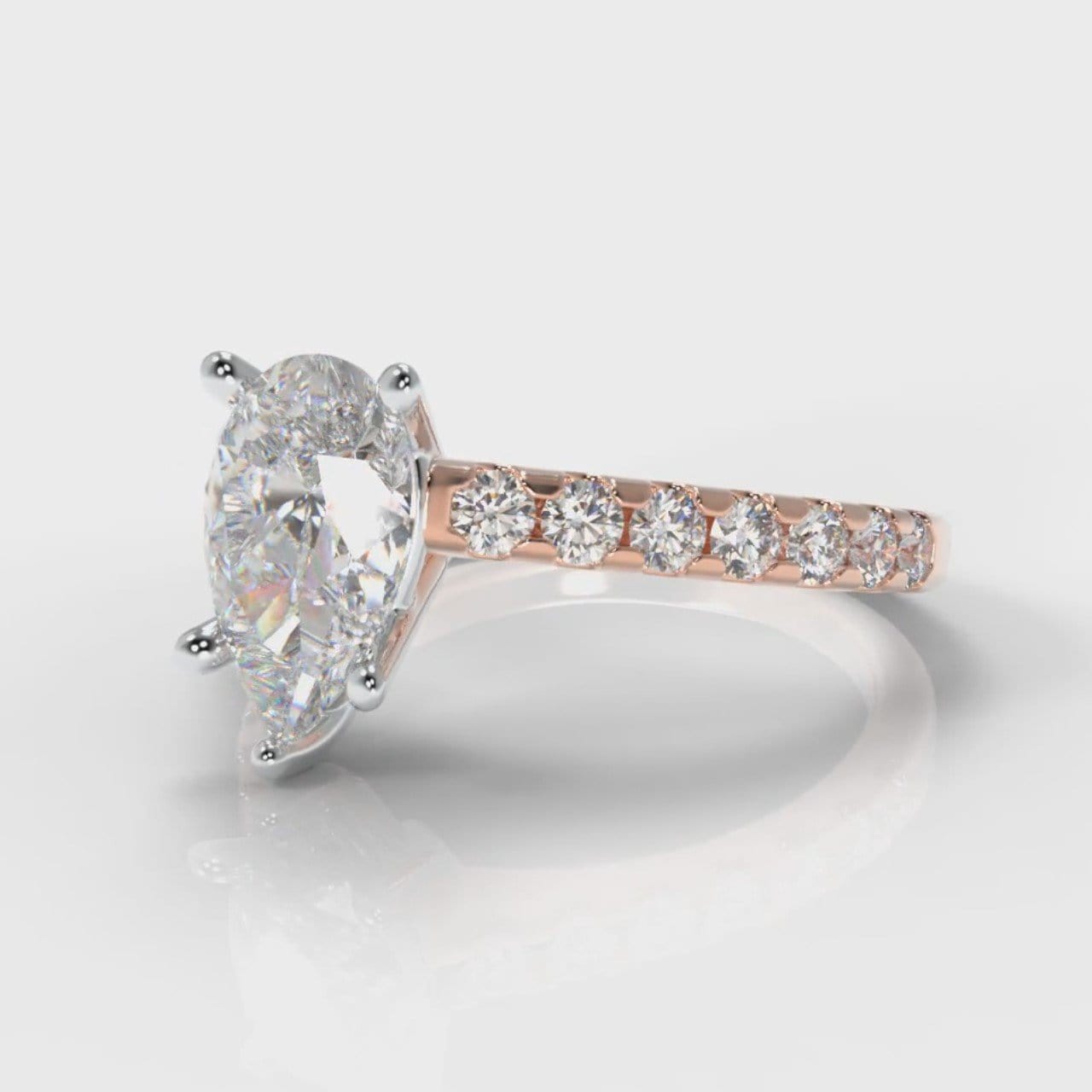Micropavé Pear Diamond Engagement Ring - Rose Gold