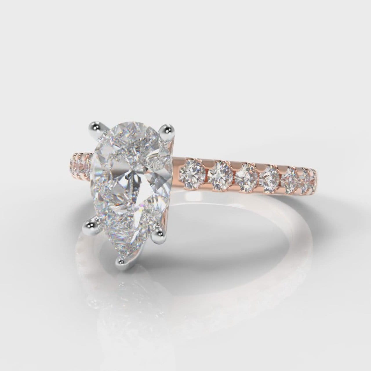 Micropavé Pear Diamond Engagement Ring - Rose Gold