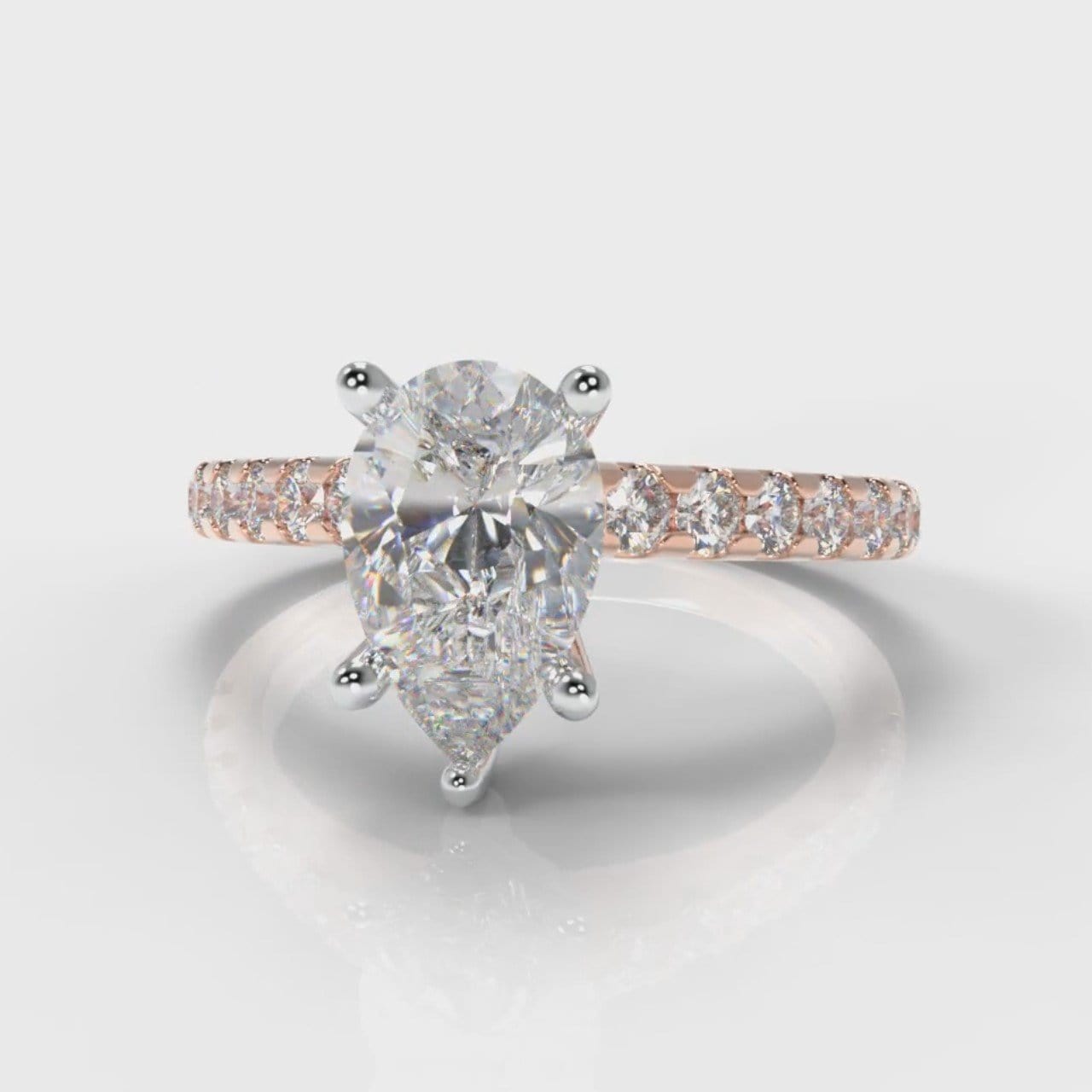 Micropavé Pear Diamond Engagement Ring - Rose Gold