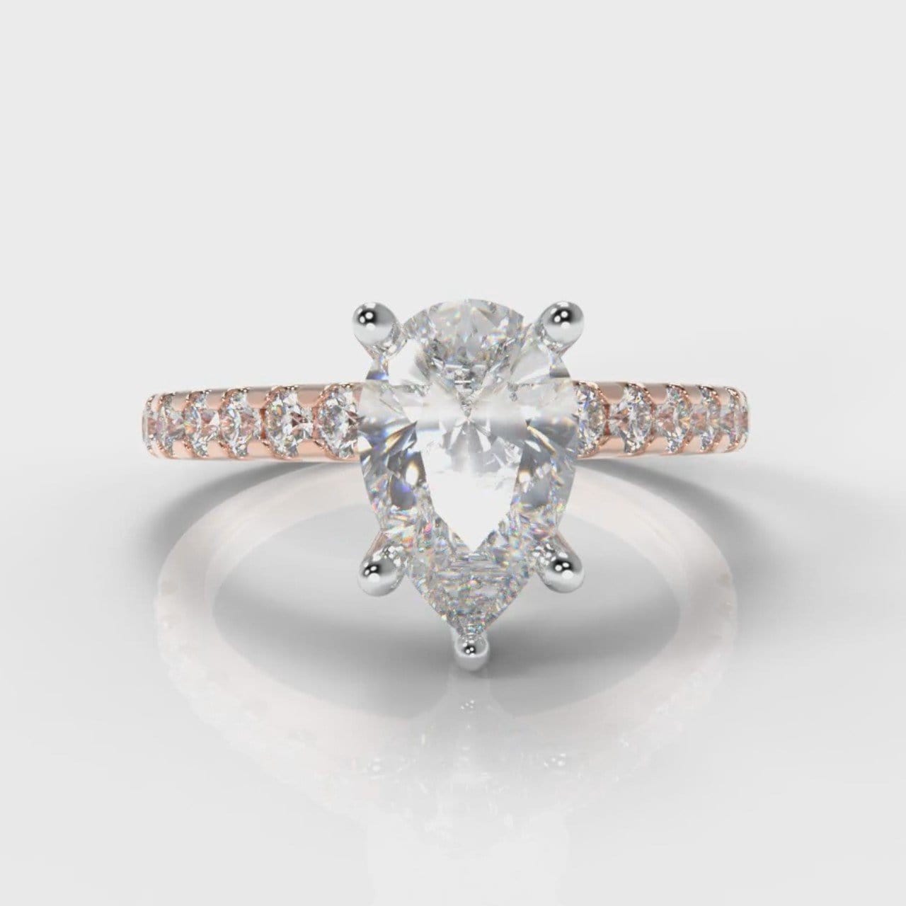 Micropavé Pear Diamond Engagement Ring - Rose Gold