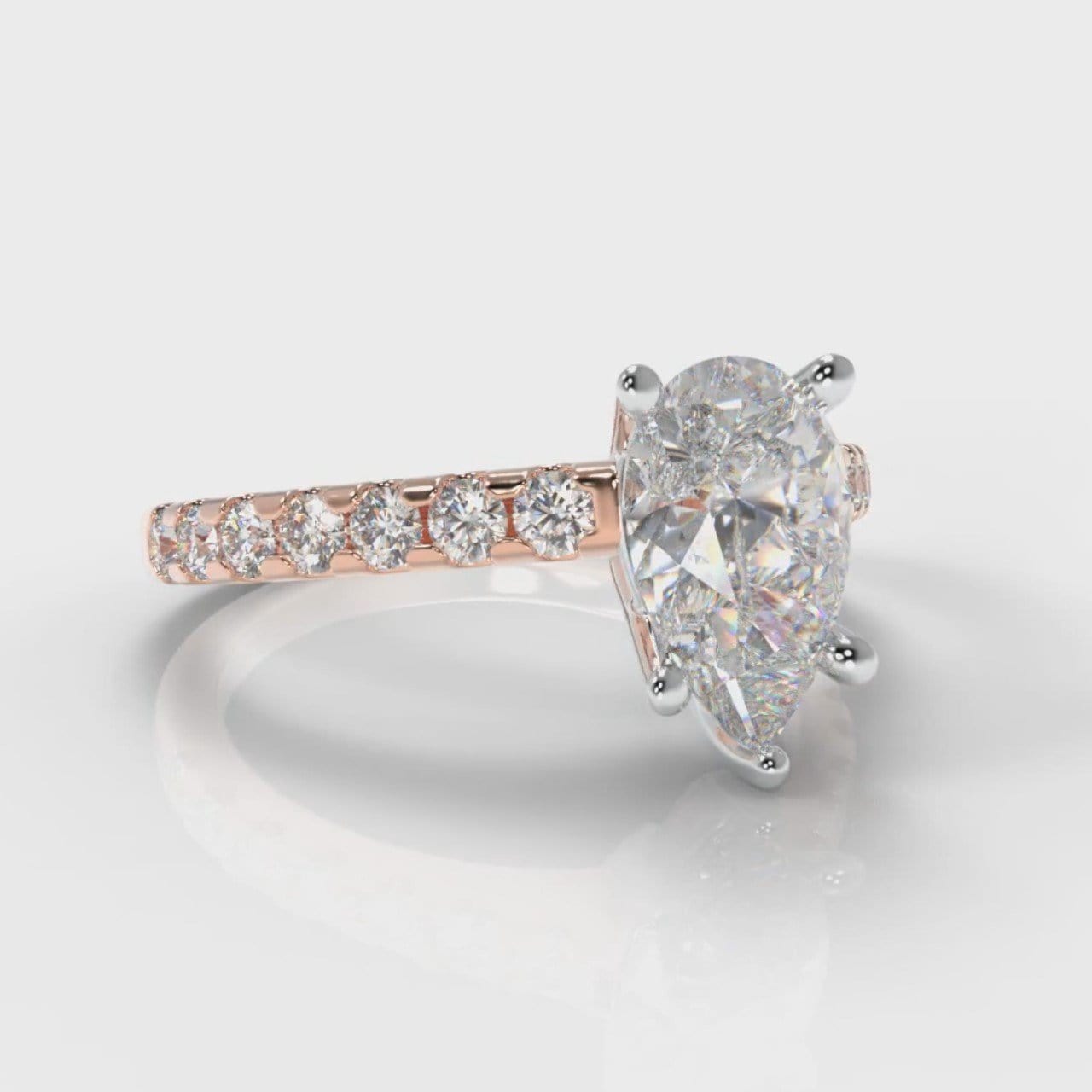Micropavé Pear Diamond Engagement Ring - Rose Gold