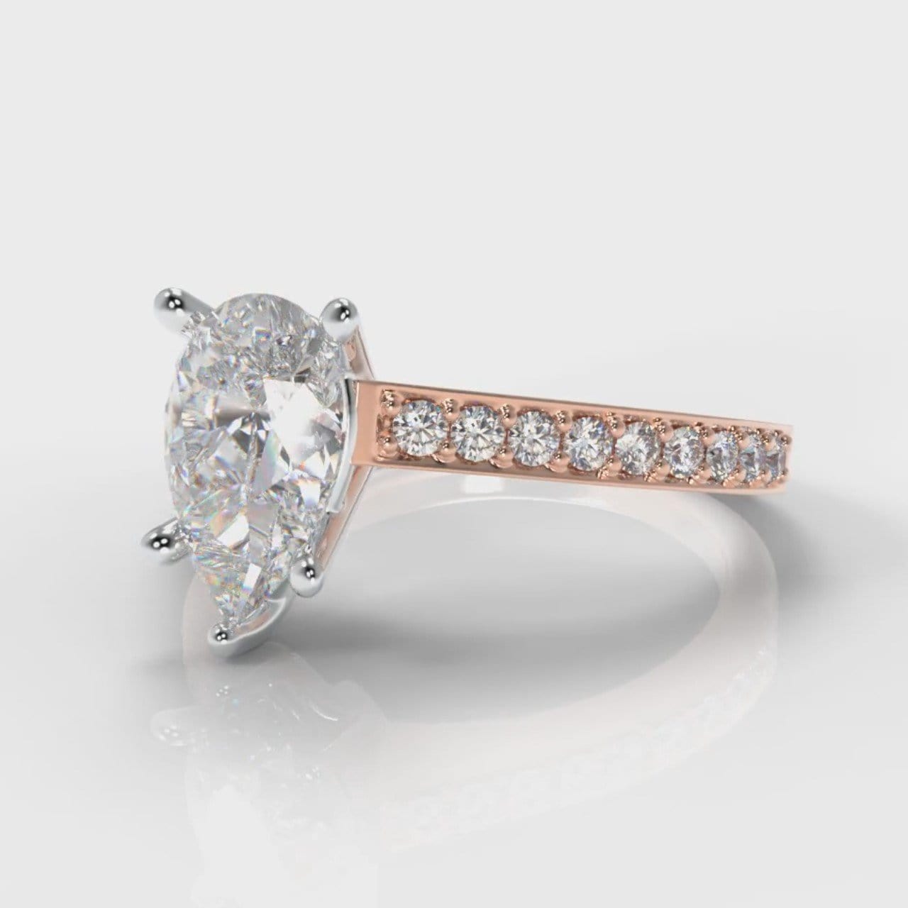 Pavé Pear Diamond Engagement Ring - Rose Gold