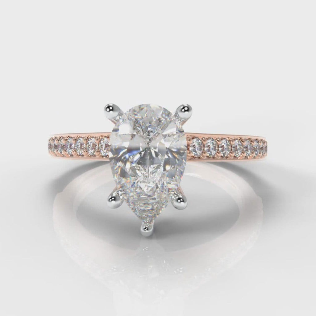 Pavé Pear Diamond Engagement Ring - Rose Gold