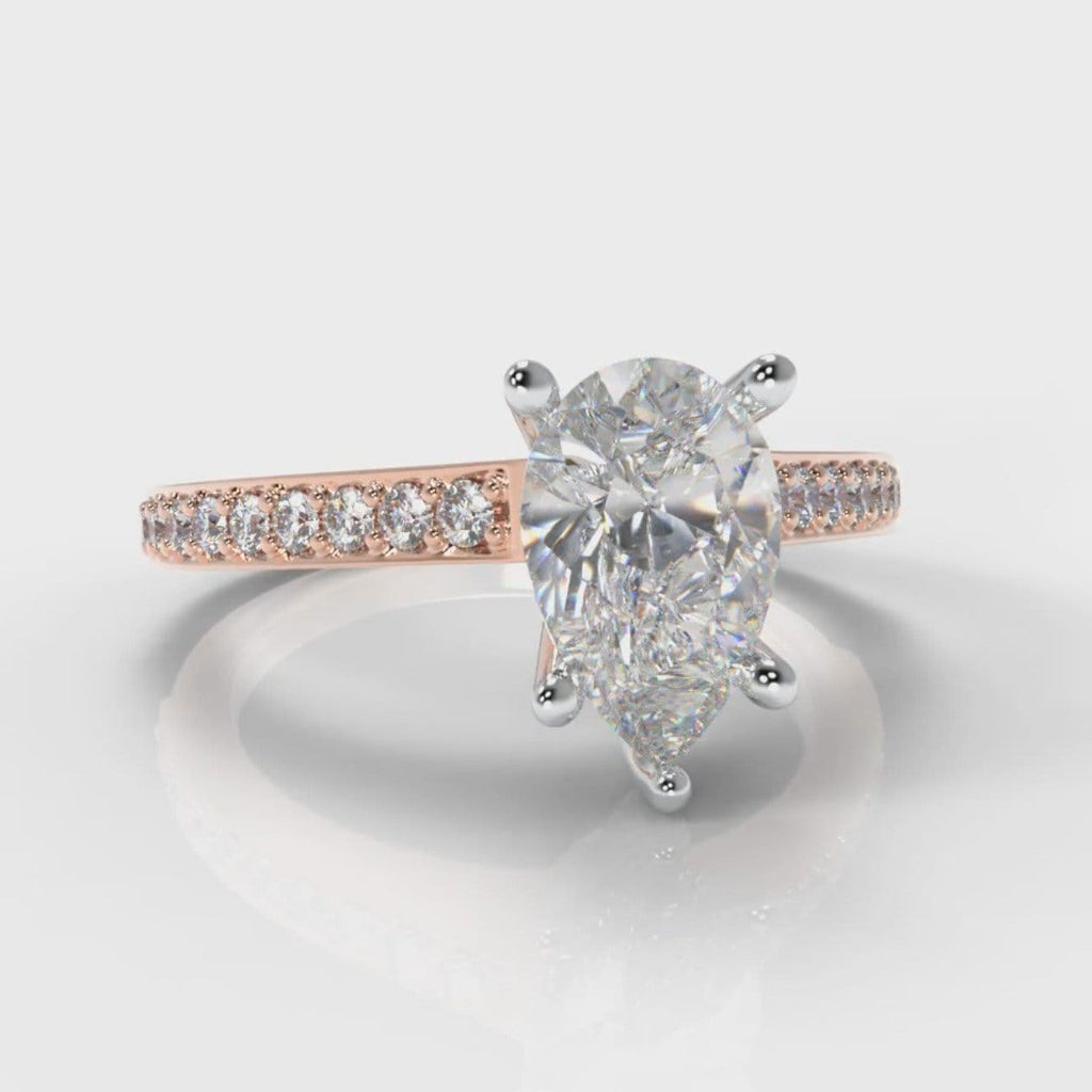 Pavé Pear Diamond Engagement Ring - Rose Gold