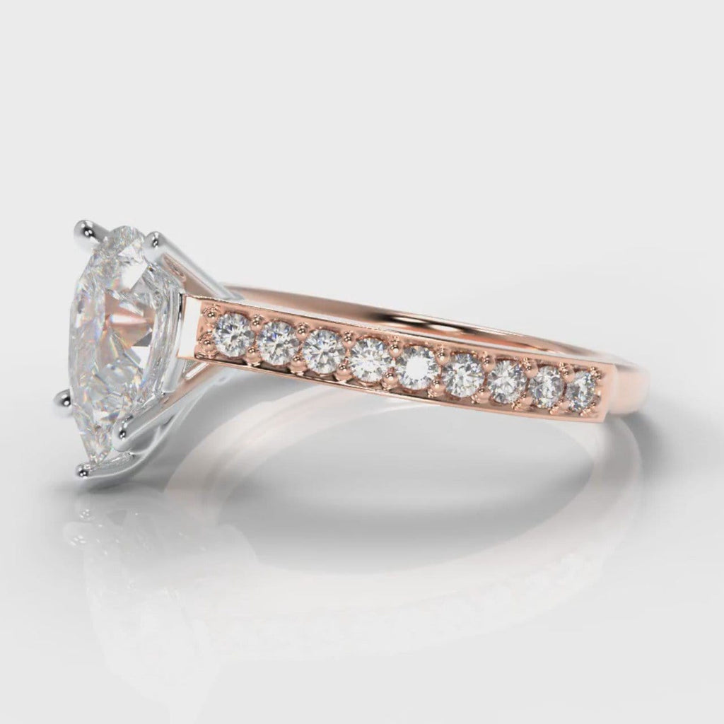 Pavé Pear Diamond Engagement Ring - Rose Gold
