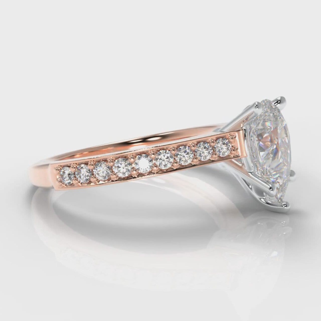 Pavé Pear Diamond Engagement Ring - Rose Gold