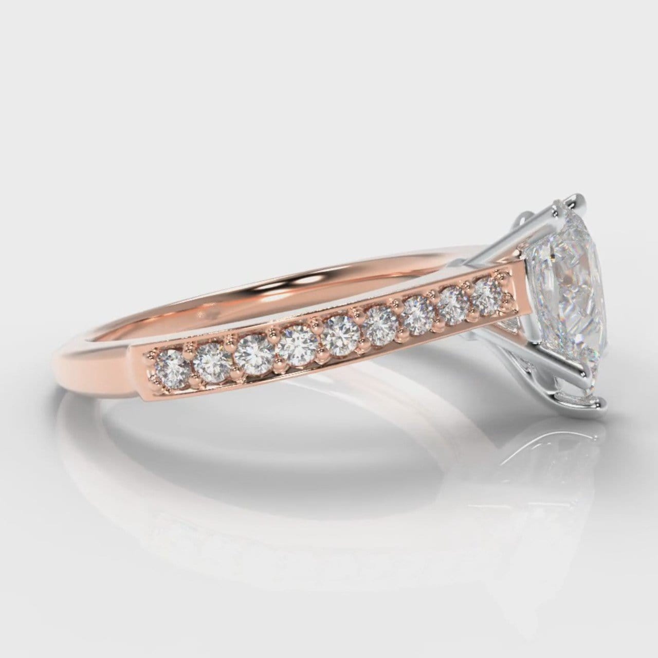 Pavé Pear Diamond Engagement Ring - Rose Gold