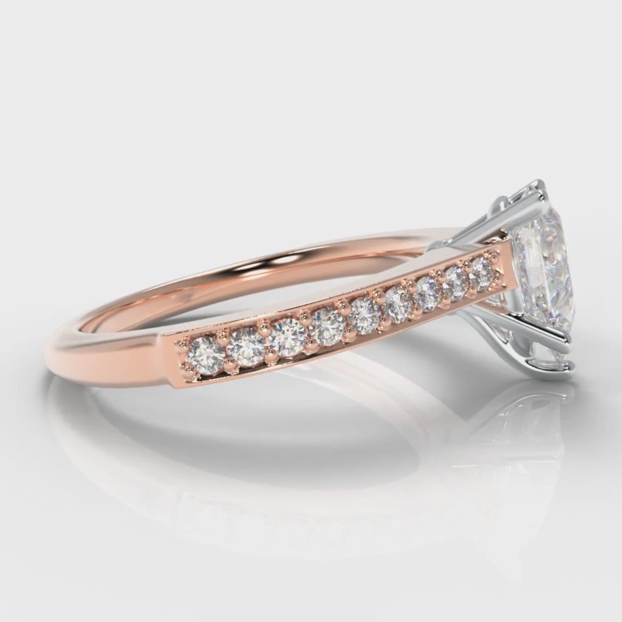 Pavé Pear Diamond Engagement Ring - Rose Gold