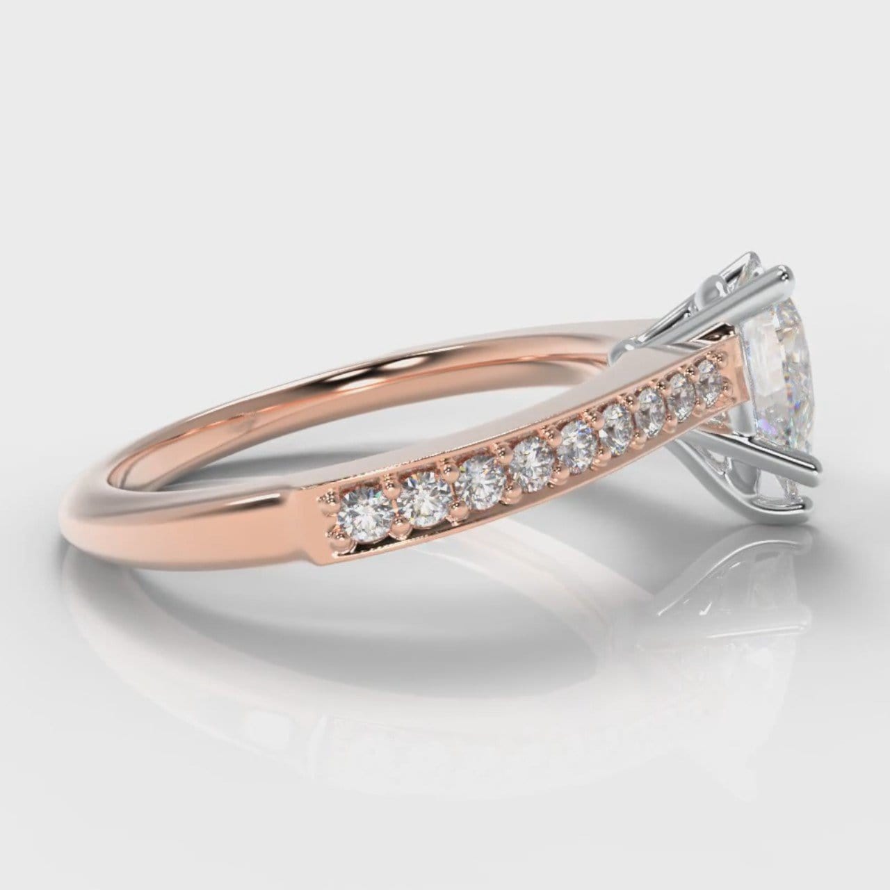 Pavé Pear Diamond Engagement Ring - Rose Gold