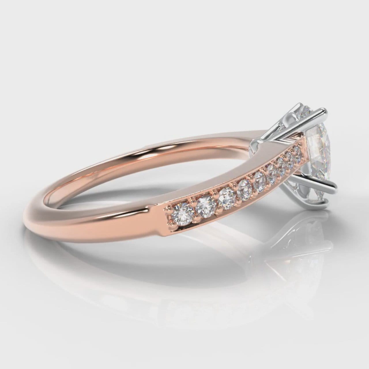 Pavé Pear Diamond Engagement Ring - Rose Gold
