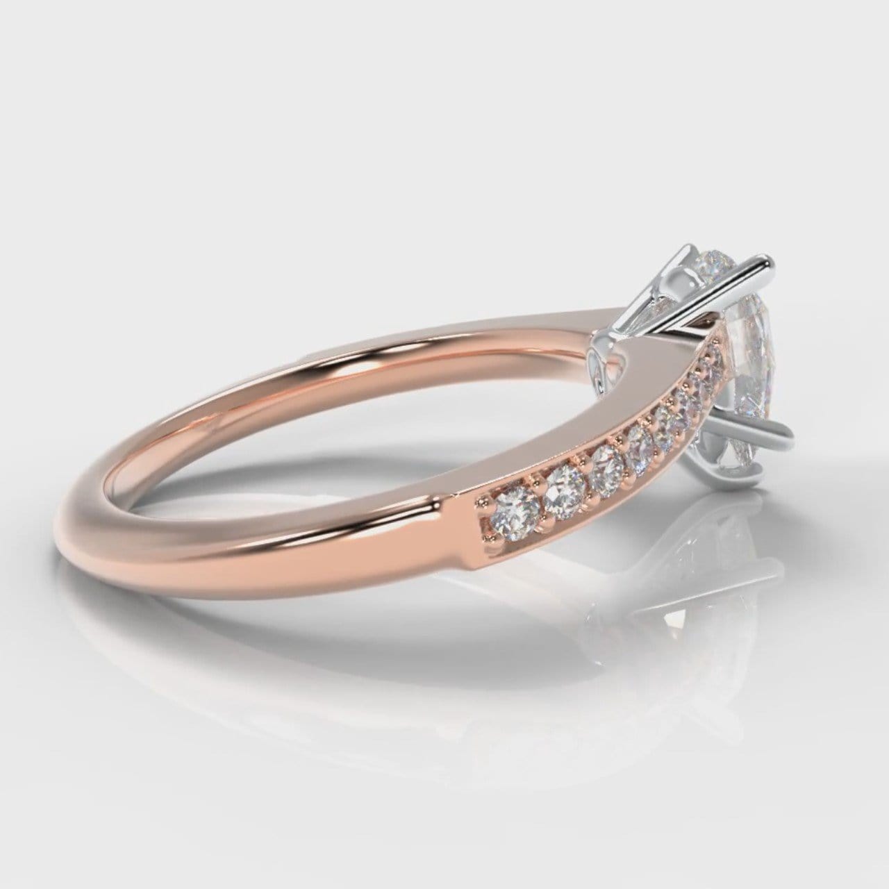 Pavé Pear Diamond Engagement Ring - Rose Gold