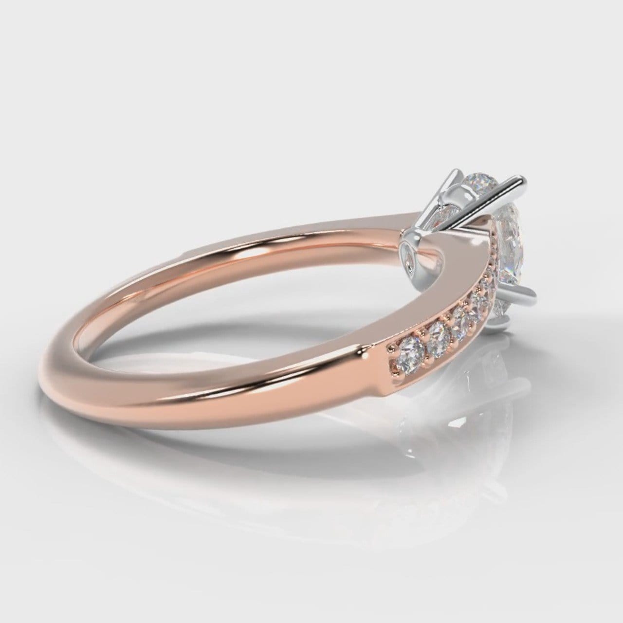 Pavé Pear Diamond Engagement Ring - Rose Gold