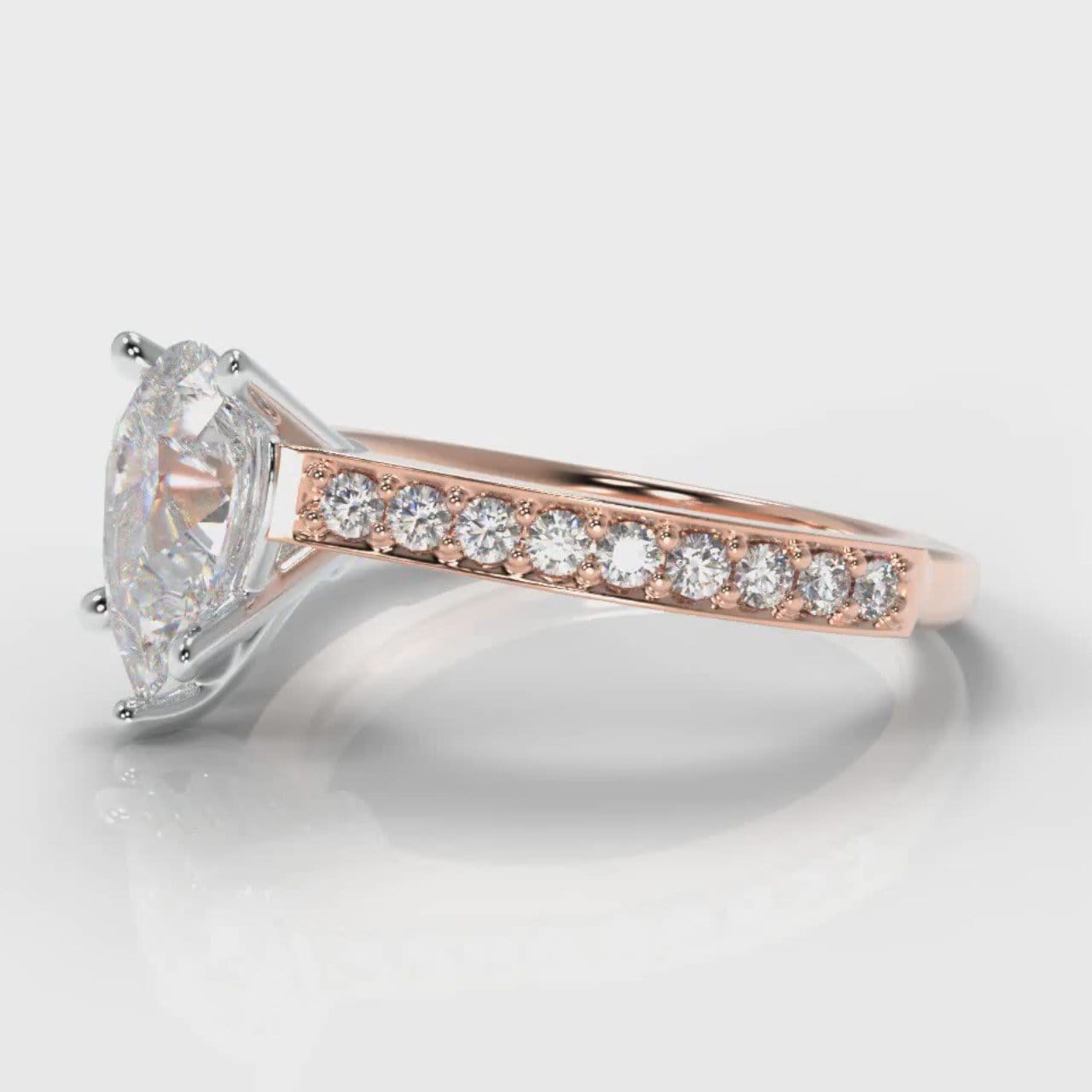 Pavé Pear Diamond Engagement Ring - Rose Gold