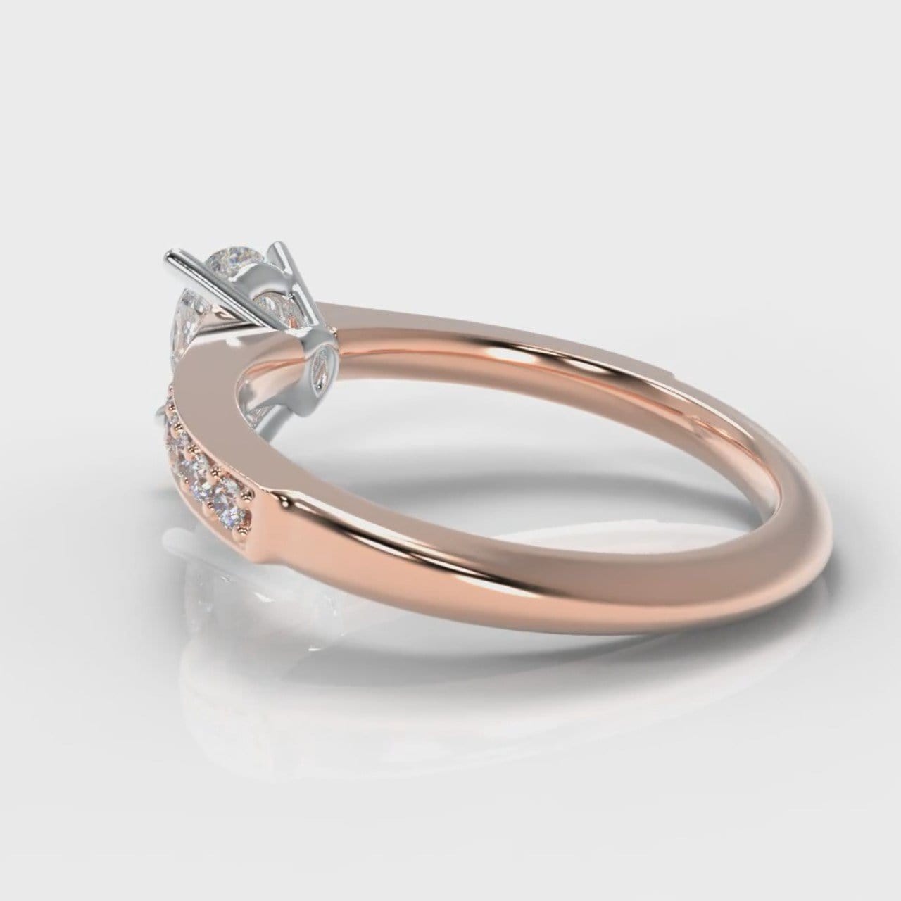 Pavé Pear Diamond Engagement Ring - Rose Gold