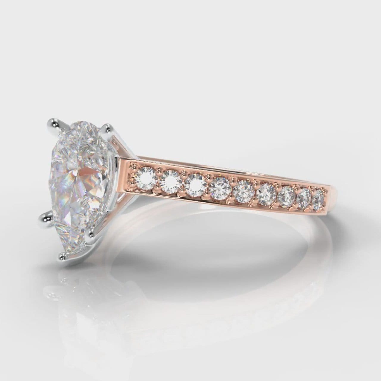 Pavé Pear Diamond Engagement Ring - Rose Gold