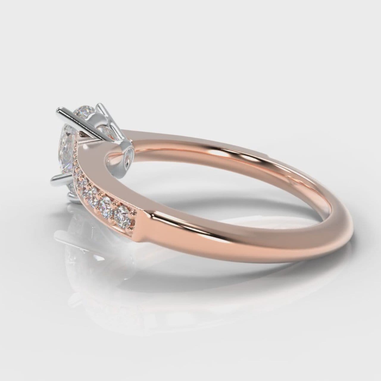 Pavé Pear Diamond Engagement Ring - Rose Gold